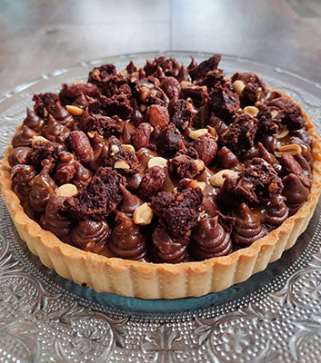 Atelier de pâtisserie à Mareau aux prés dans le Loiret, apprendre à réaliser une tarte Brownie.